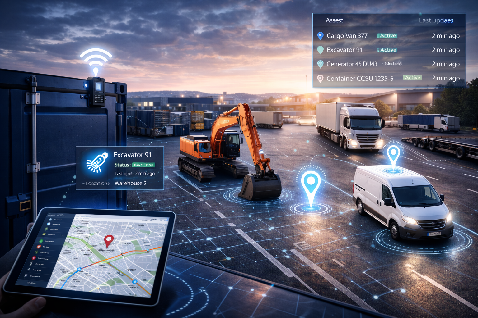 Utility fleet and plant asset tracking with real-time GPS monitoring technology