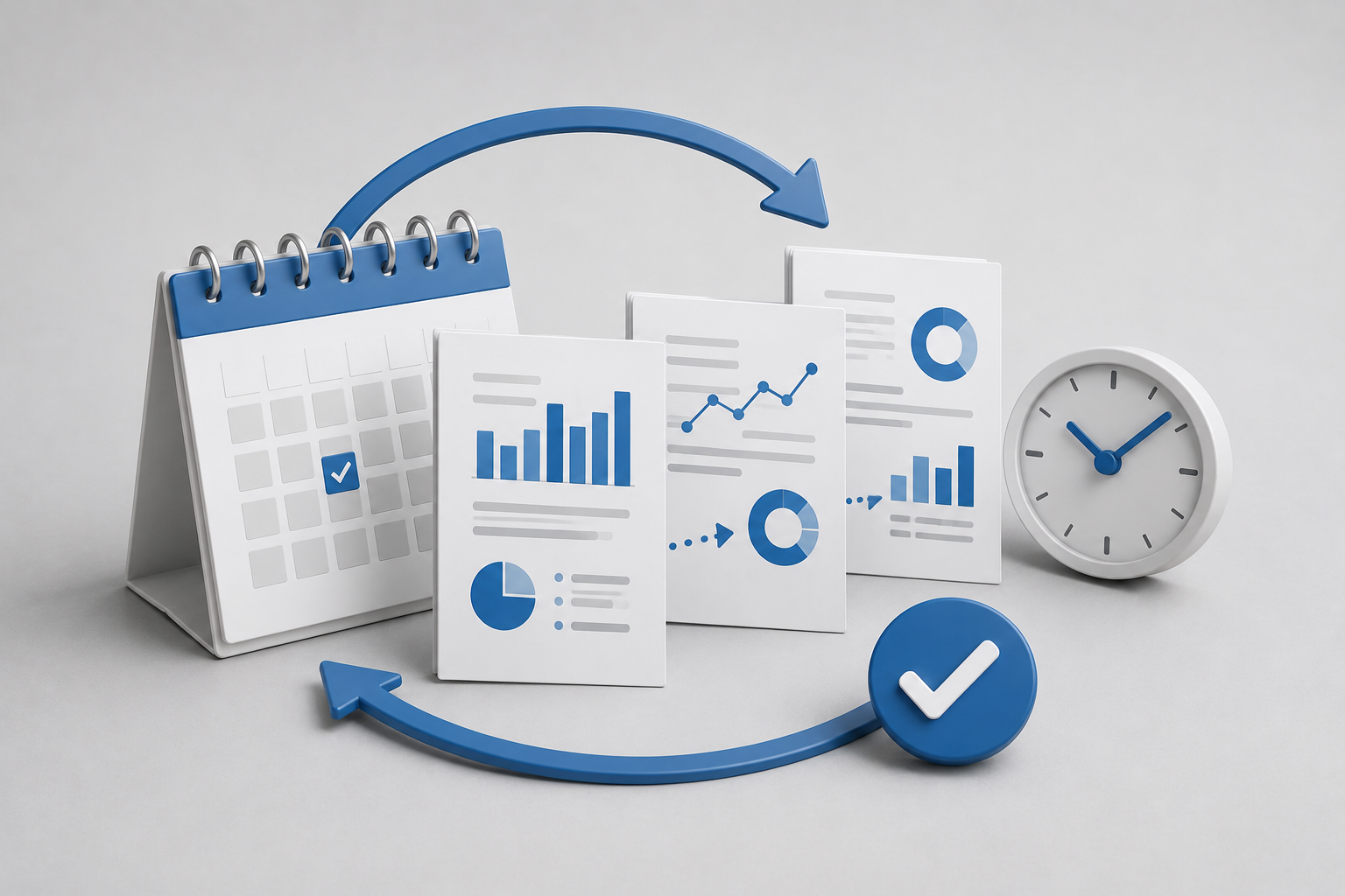 Automated fleet reports scheduled with calendar, charts and reporting reminders