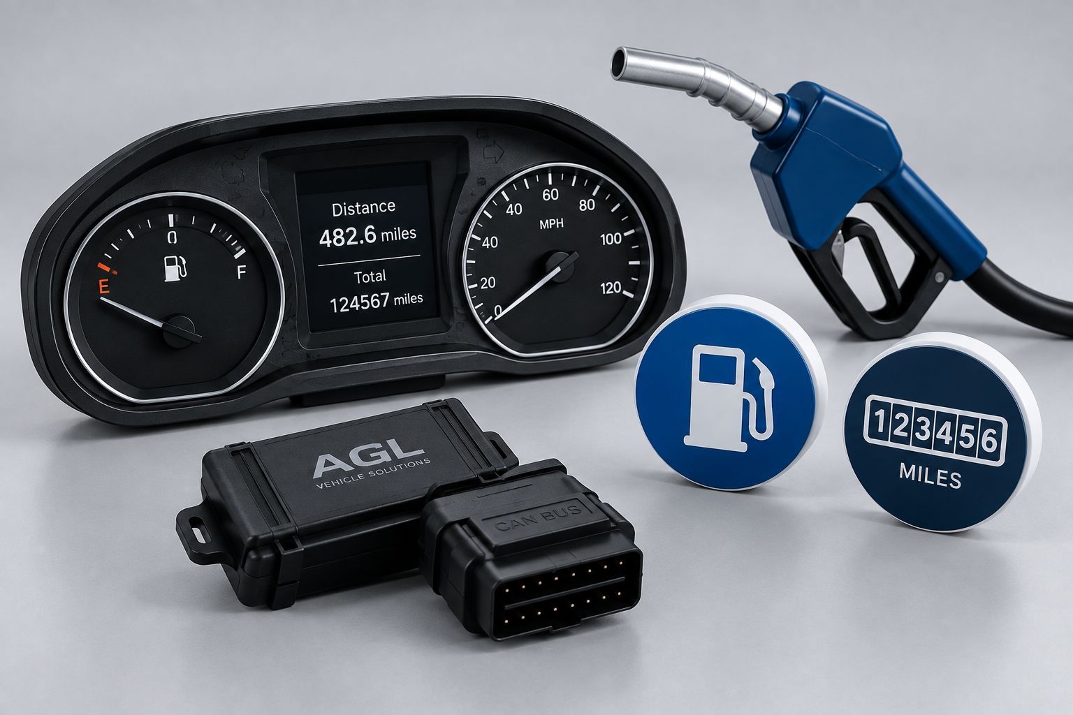 CANbus vehicle data showing fuel consumption and mileage information through fleet tracking