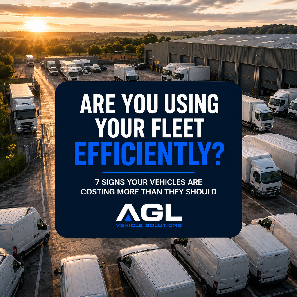 Fleet depot with vans and HGVs illustrating vehicle utilisation and fleet efficiency.