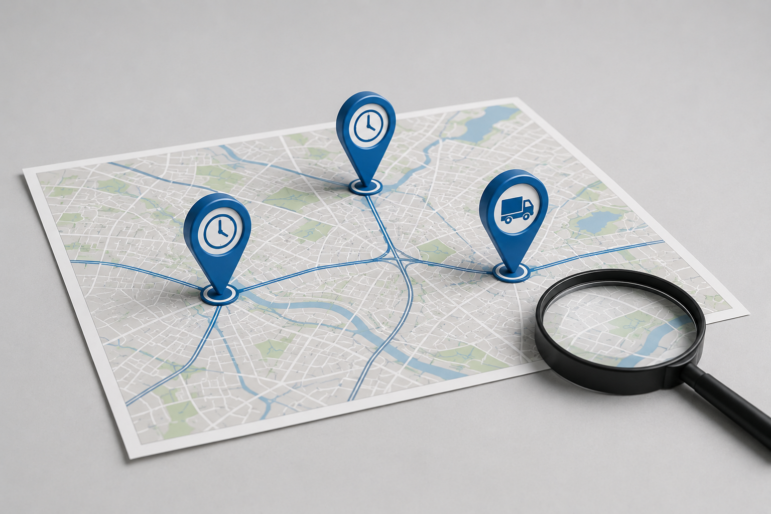 Fleet tracking map showing locations where vehicle idling occurs