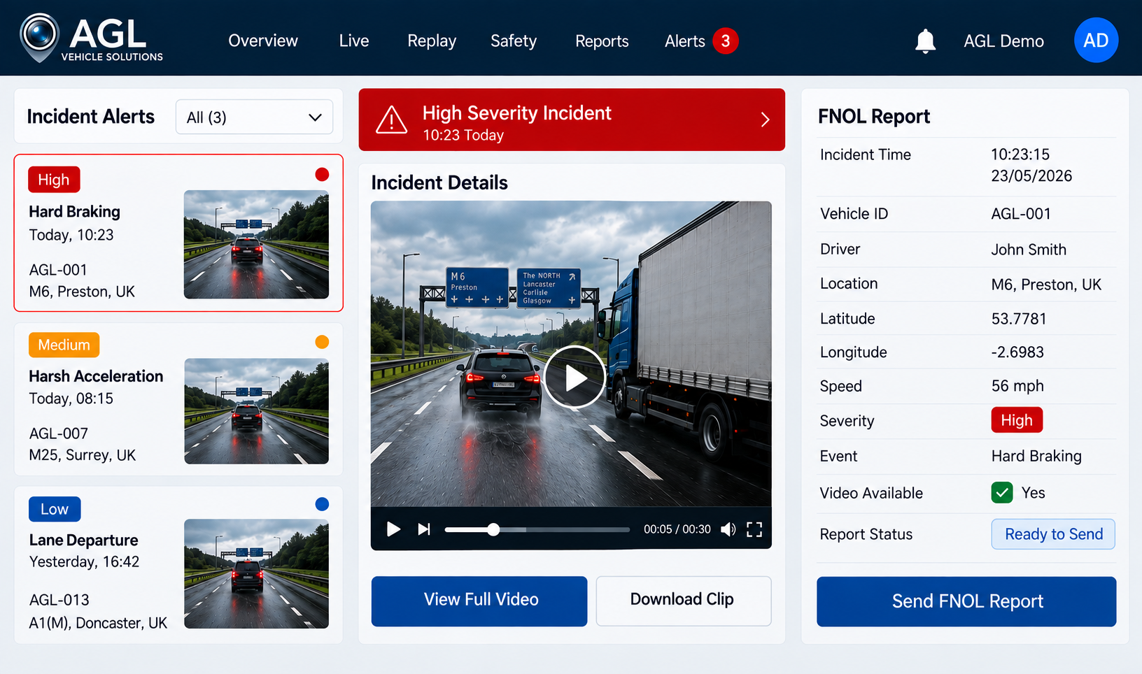 Fleet camera footage used for incident investigation and evidence