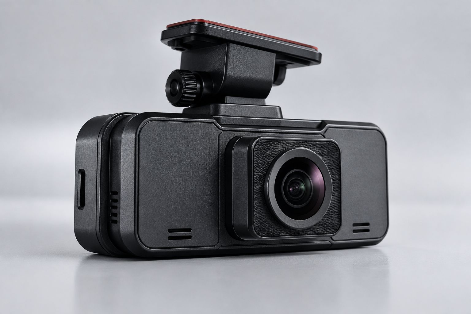 Forward-facing fleet dash cam mounted inside a commercial HGV, recording the road ahead.