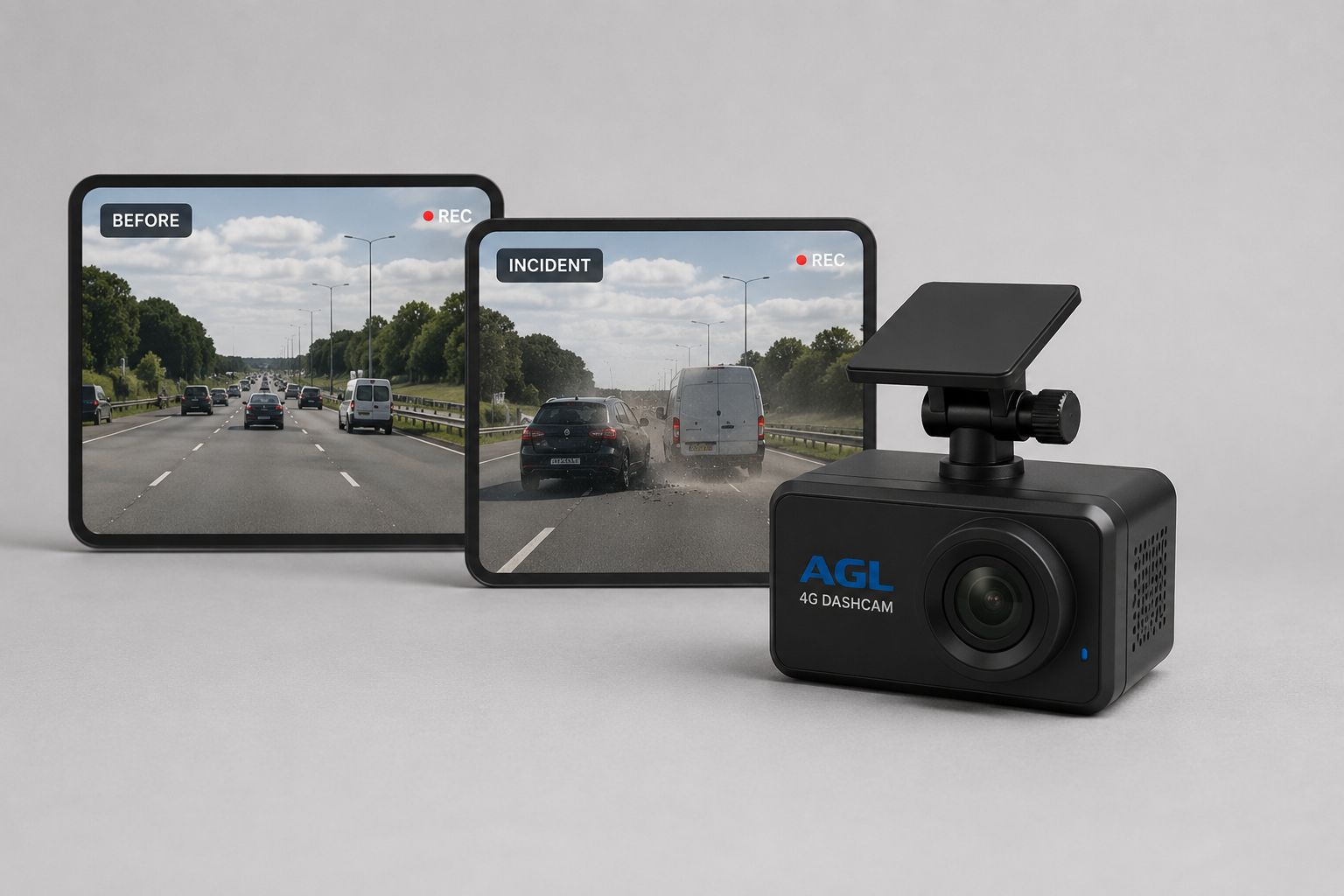 Fleet dashcam providing video evidence after a vehicle incident.