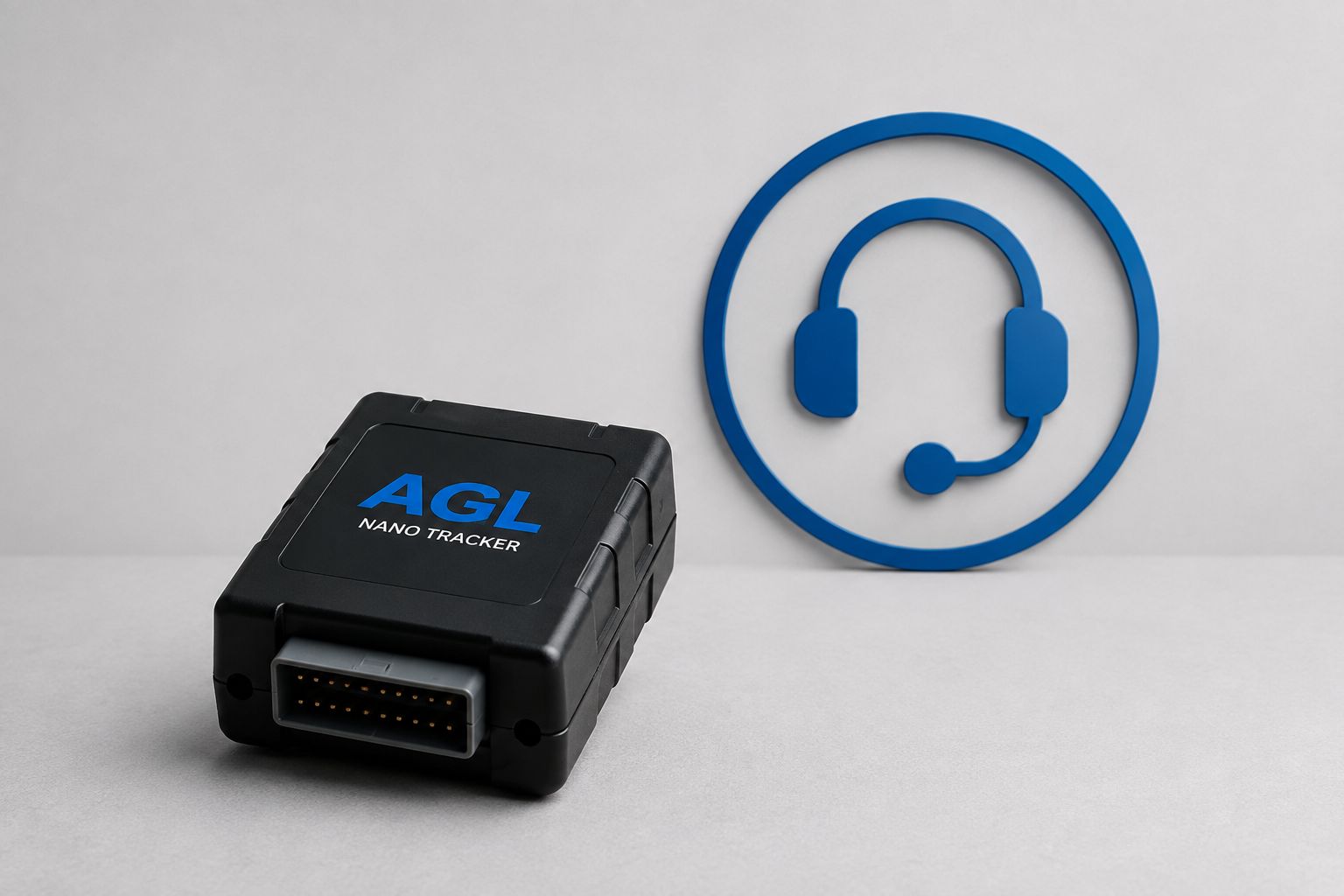 AGL vehicle tracker with customer support symbol.