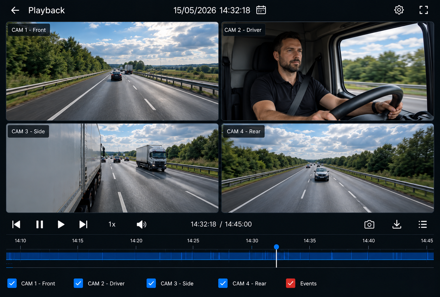 IC Pro multi-camera fleet CCTV system with vehicle DVR