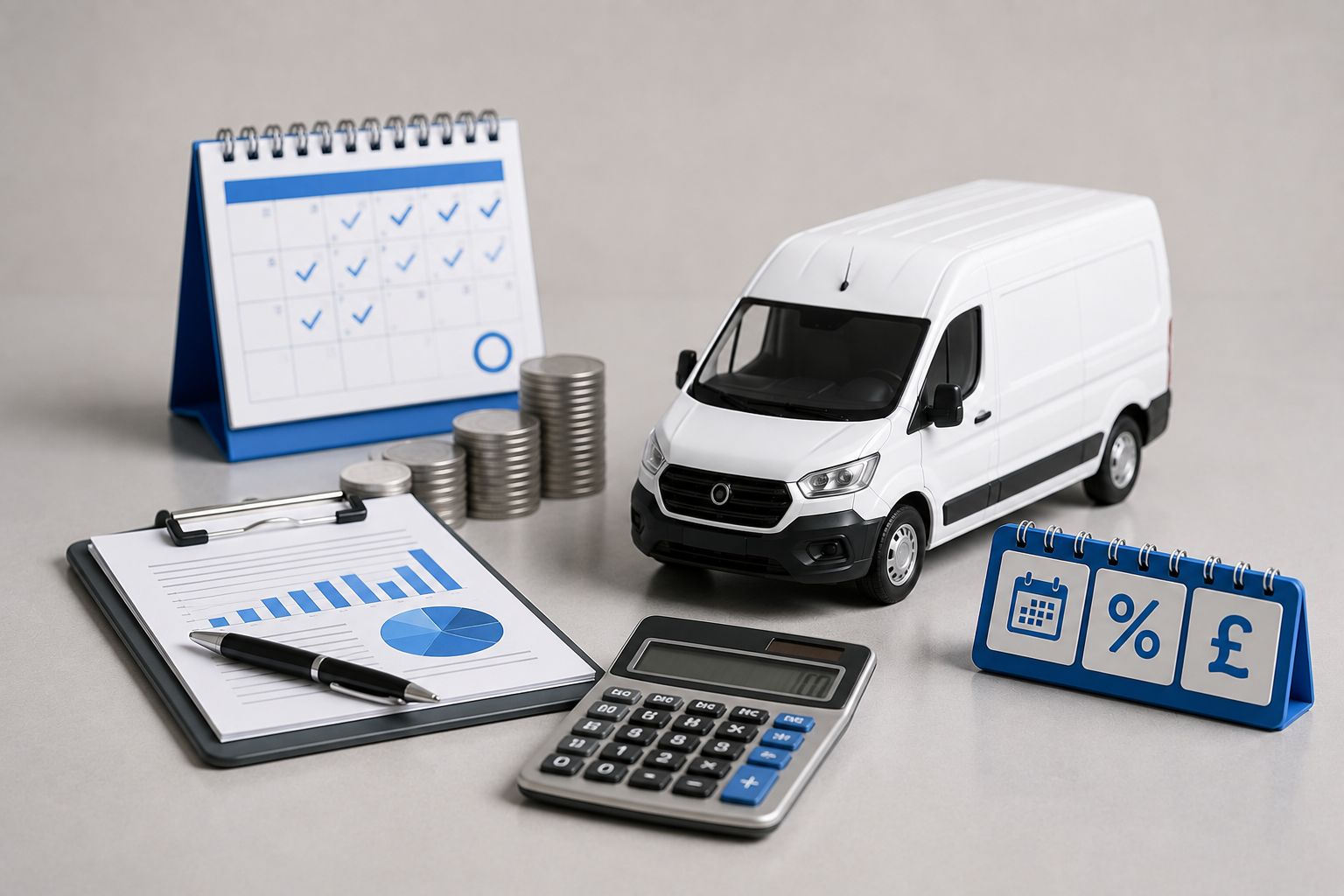 Commercial van with fleet utilisation, cost and planning data.