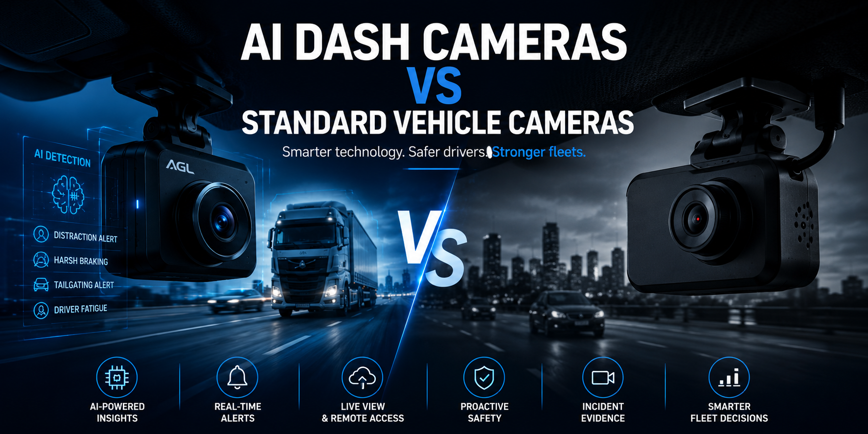 AI dash cameras versus standard vehicle cameras for fleet safety