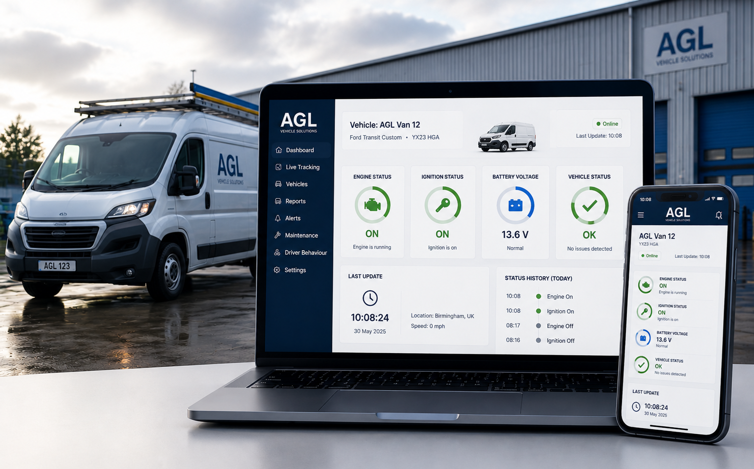 Vehicle engine and ignition status monitoring for fleet telematics
