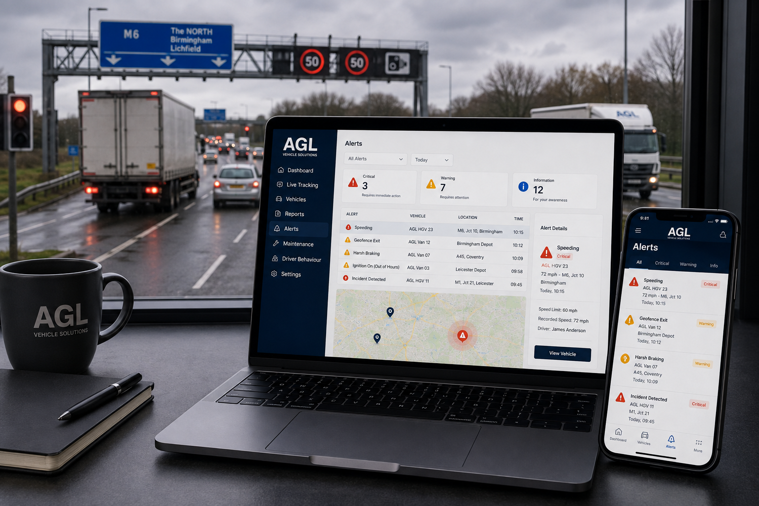 Fleet tracking alerts and vehicle telematics notifications