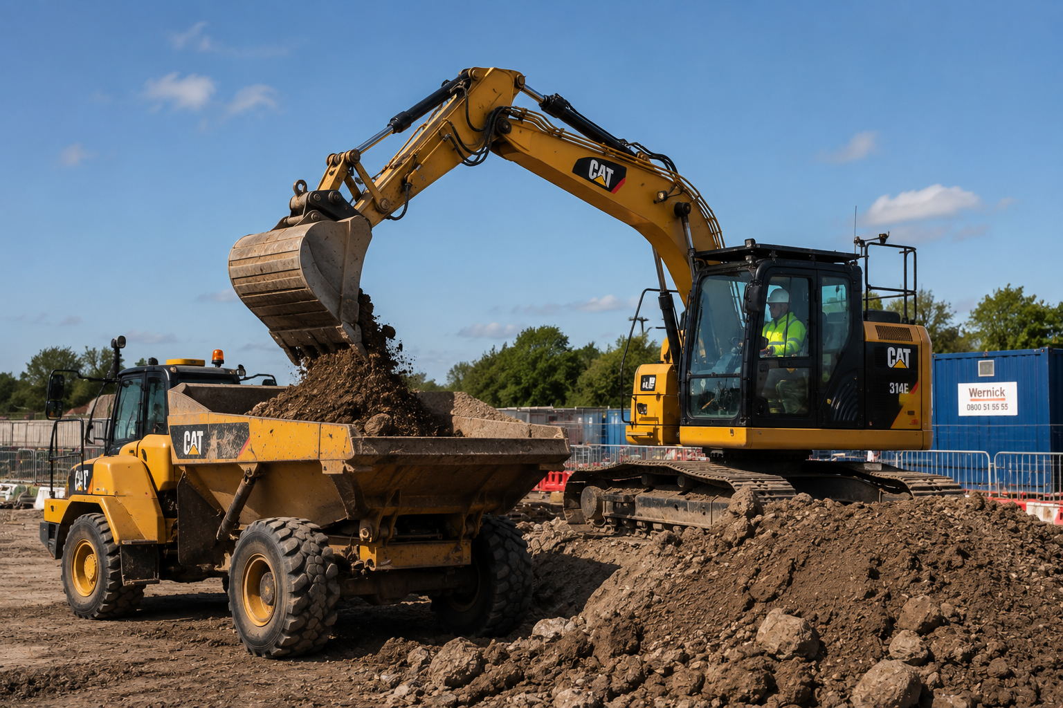 Construction excavator monitored with HFR fleet safety and camera technology