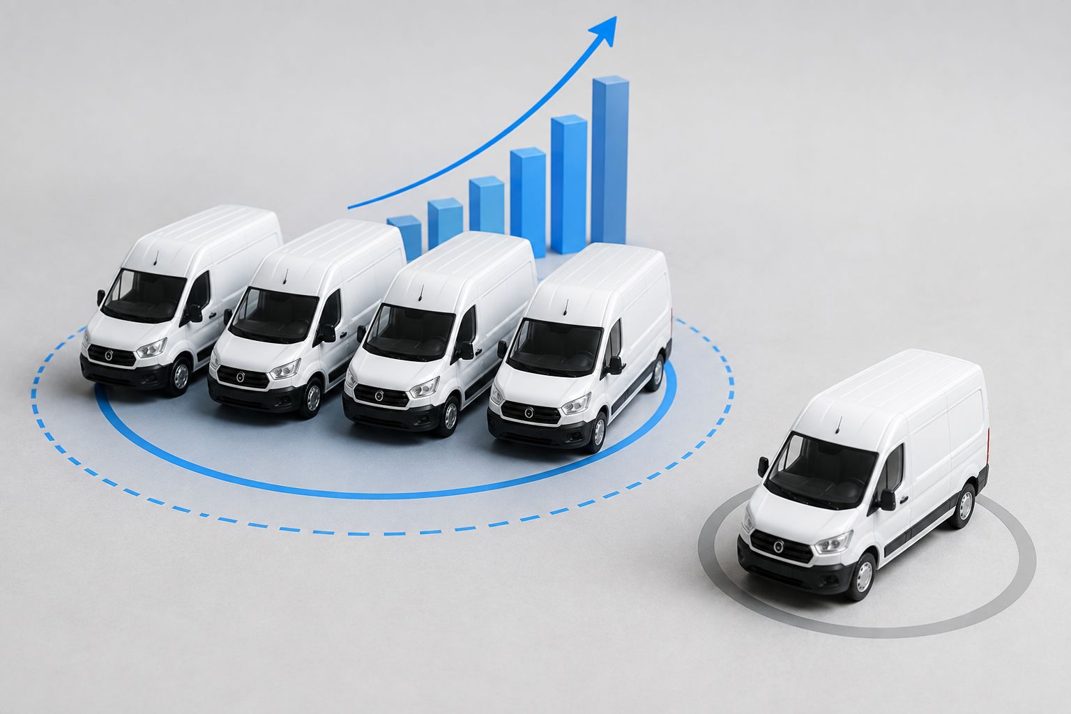 Underused vehicle highlighted separately from an active commercial fleet.