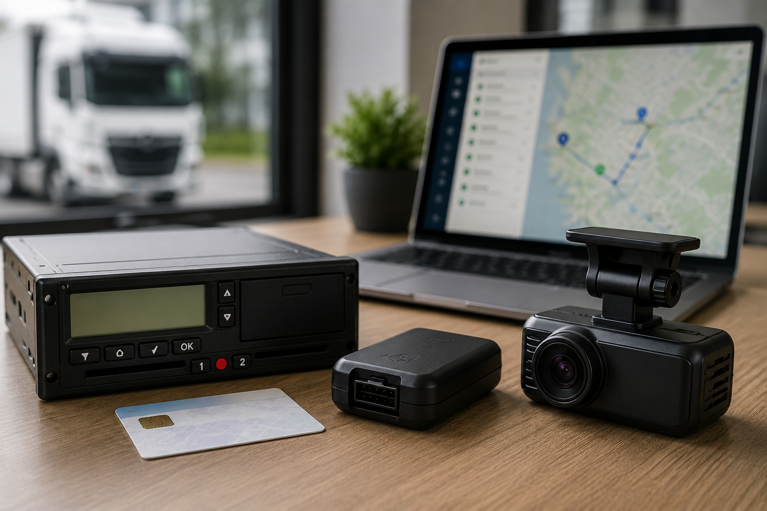 Tachograph integrated with vehicle tracking and fleet cameras