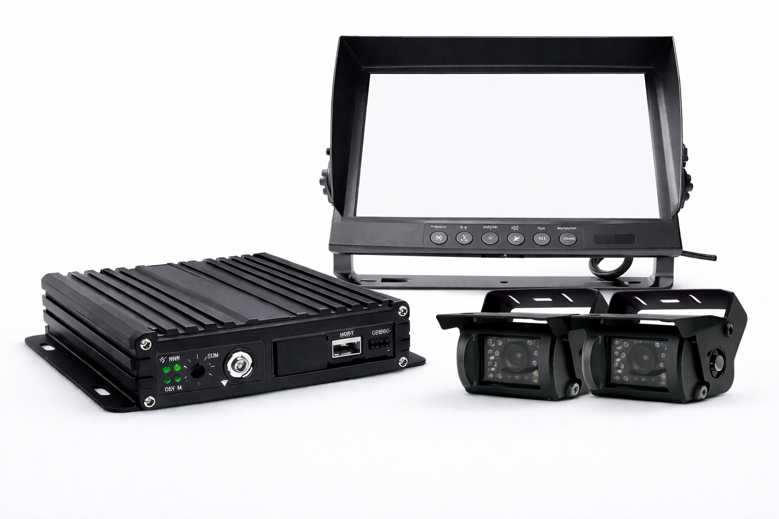 MDVR camera monitoring system with display screen and multi-camera setup