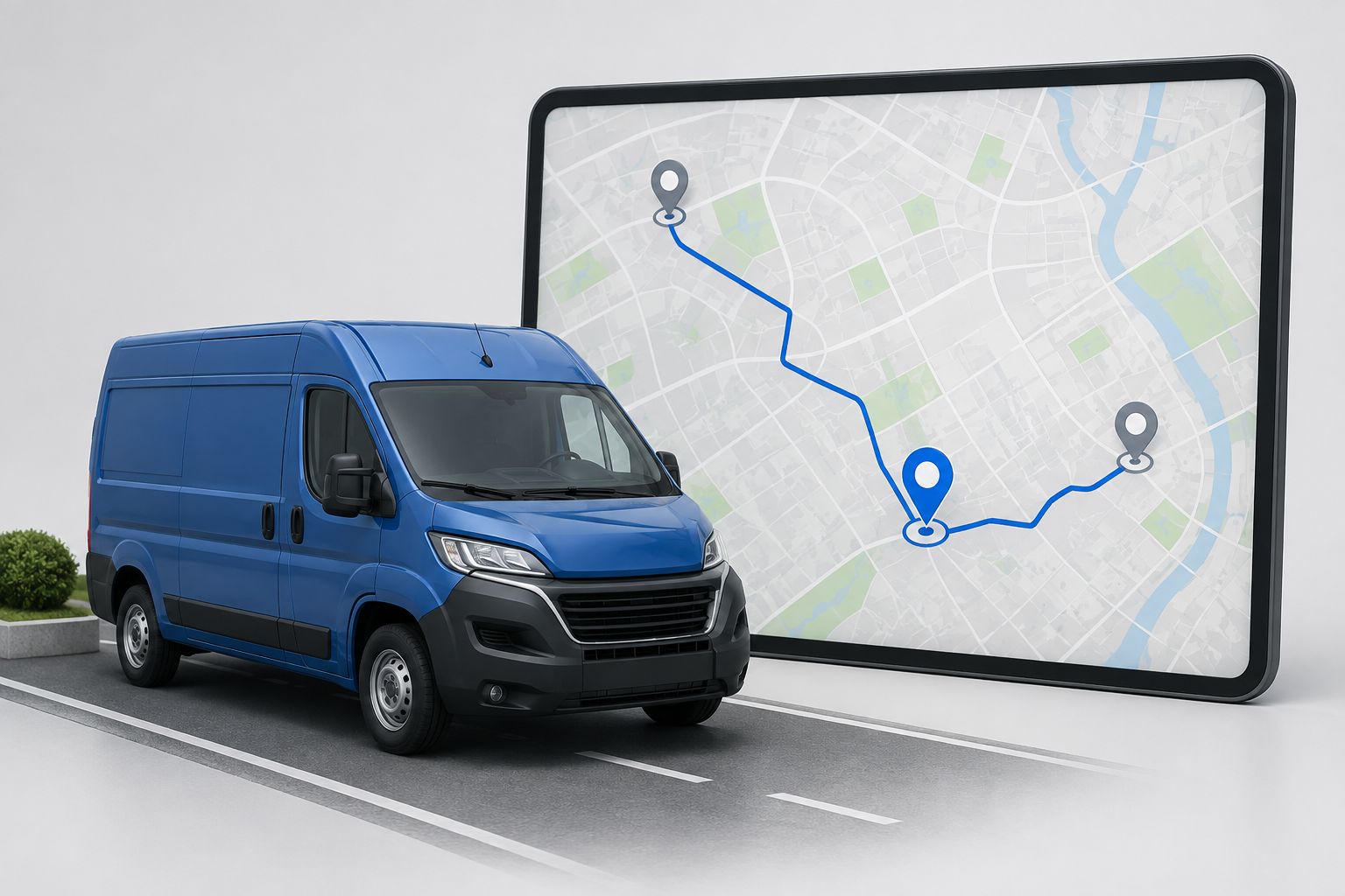 Vehicle tracking showing a van location and route on a live map