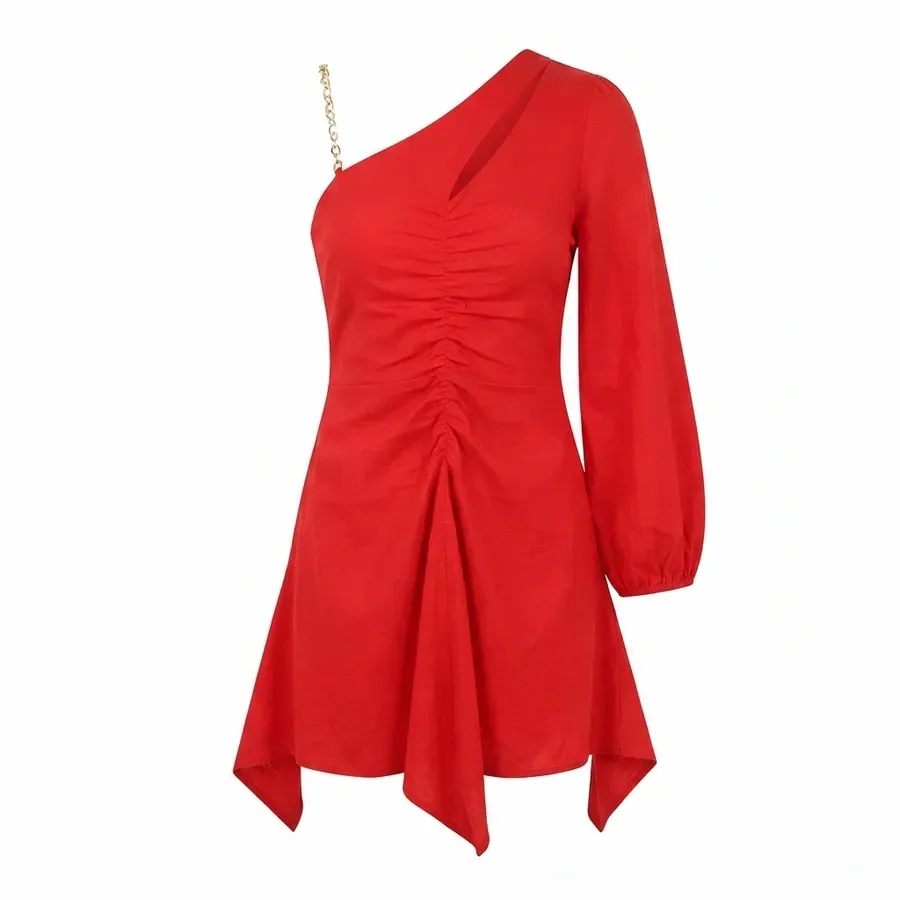 AI-generated clean product image of the red dress.