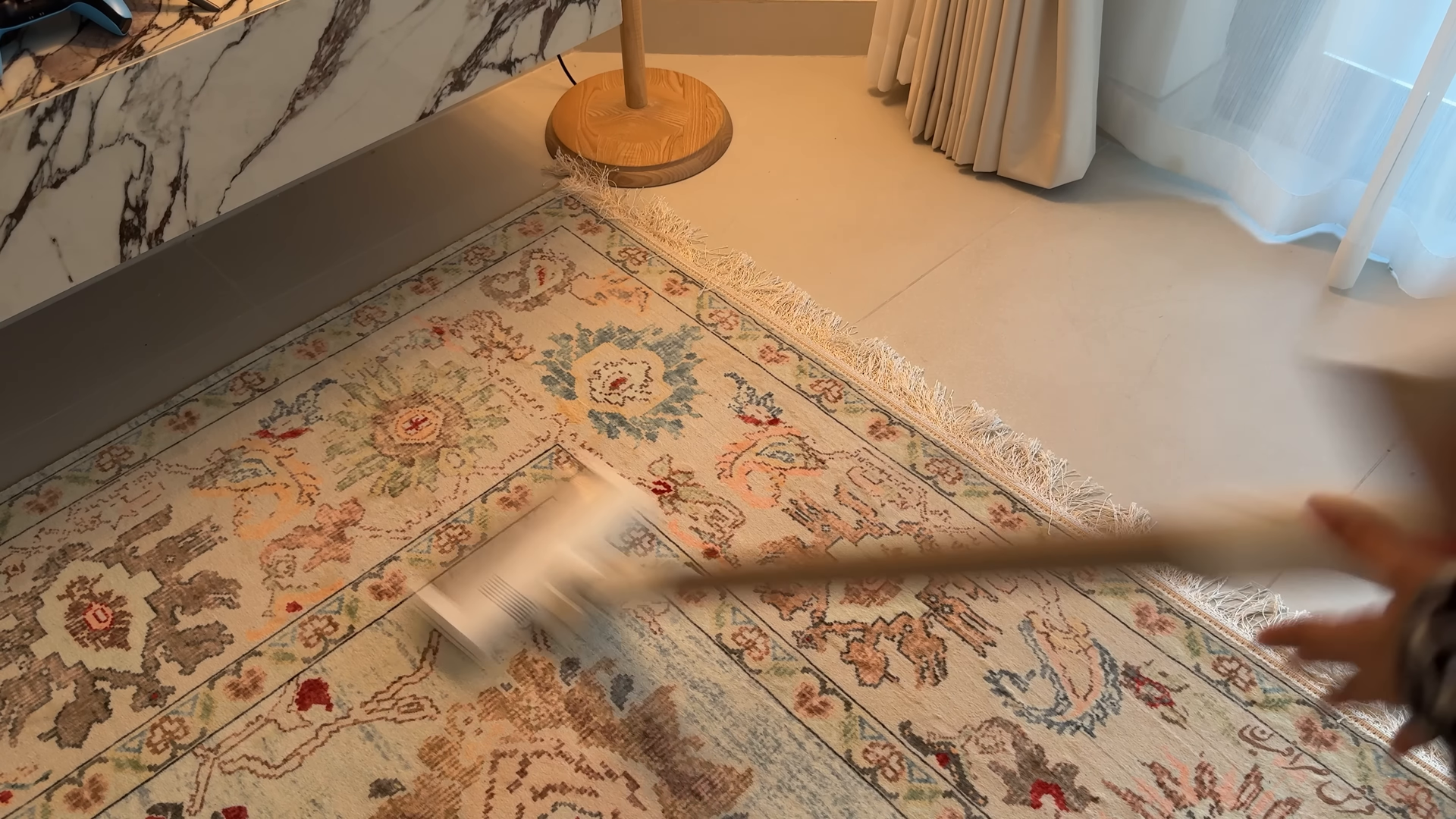 Cleaner finishing a bright Flatbush Brooklyn apartment