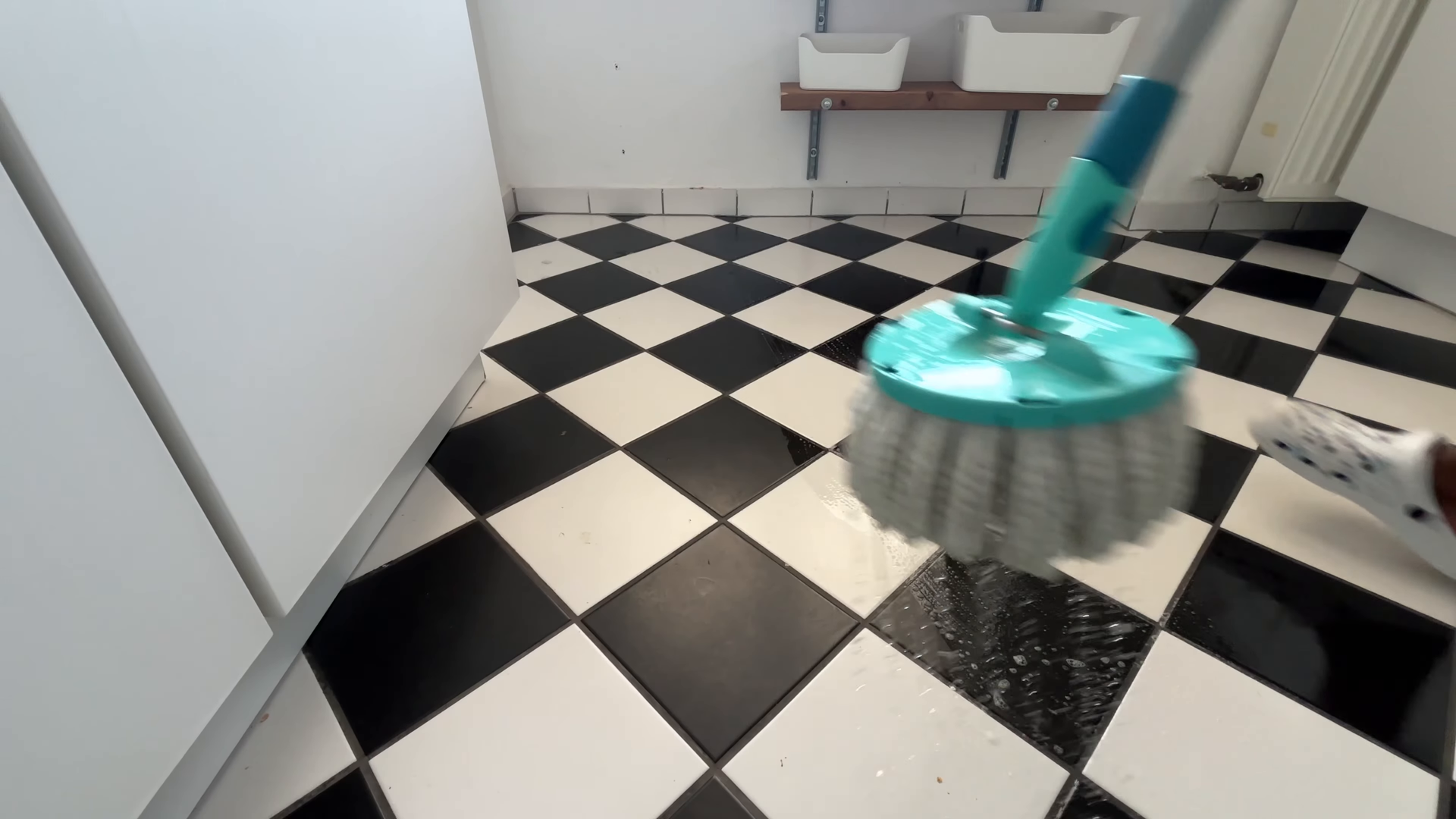 House cleaning service team finishing a bright Washington Heights Manhattan apartment