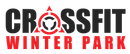 Logo for CrossFit Winter Park: Black text "CROSSFIT" with red emblem, and red text "WINTER PARK".
