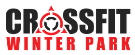 Logo for CrossFit Winter Park: Black text "CROSSFIT" with red emblem, and red text "WINTER PARK".