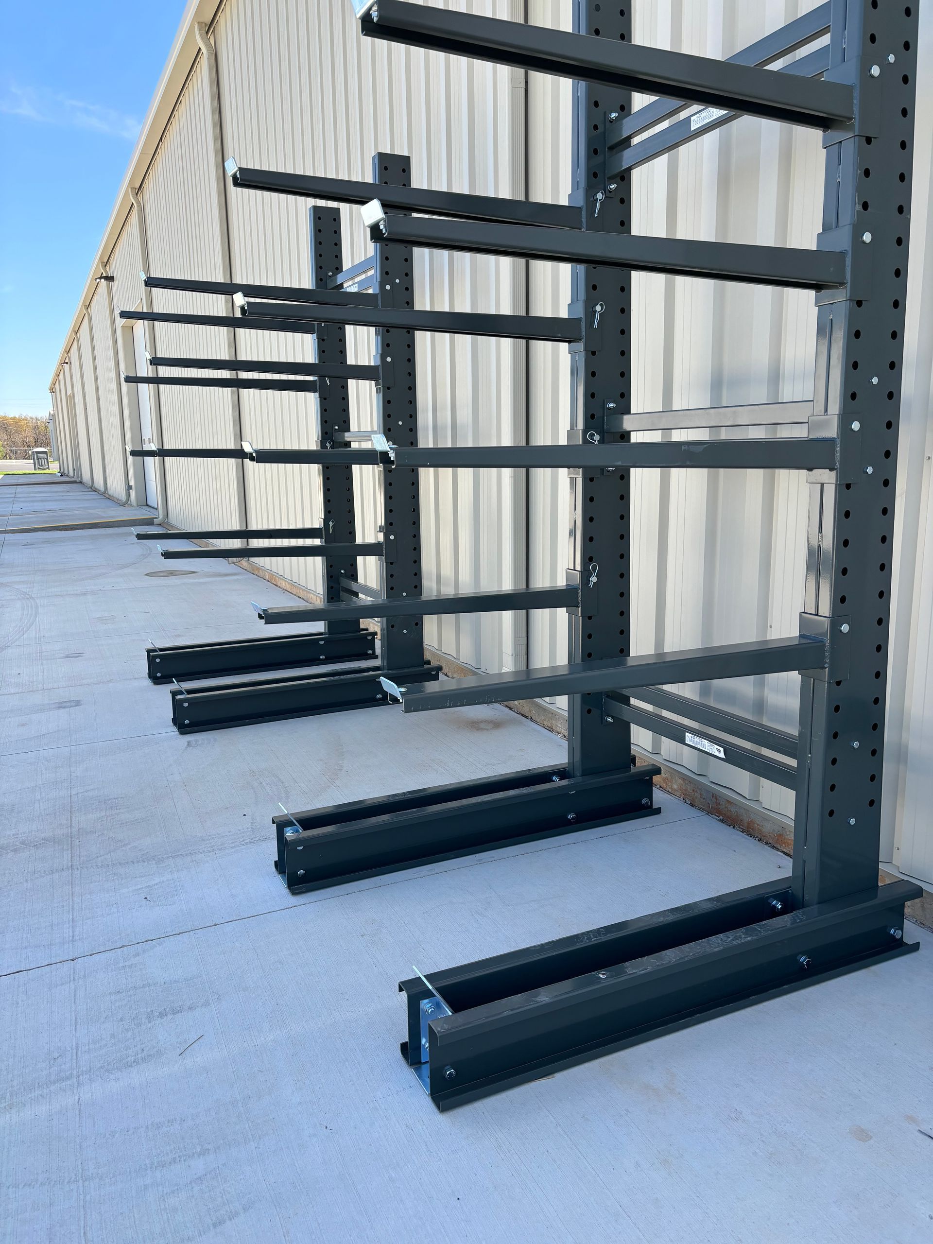 Outdoor steel cantilever rack for industrial storage