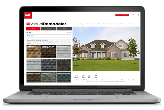 Open Laptop Showing GAF Virtual Home Remodeler - Omaha, NE - Spino Surface Solutions Open Laptop Showing GAF Virtual Home Remodeler - Omaha, NE - Spino Surface Solutions