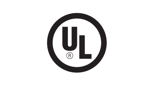 A black and white ul logo for Underwriters Laboratories (aka UL) registered logo