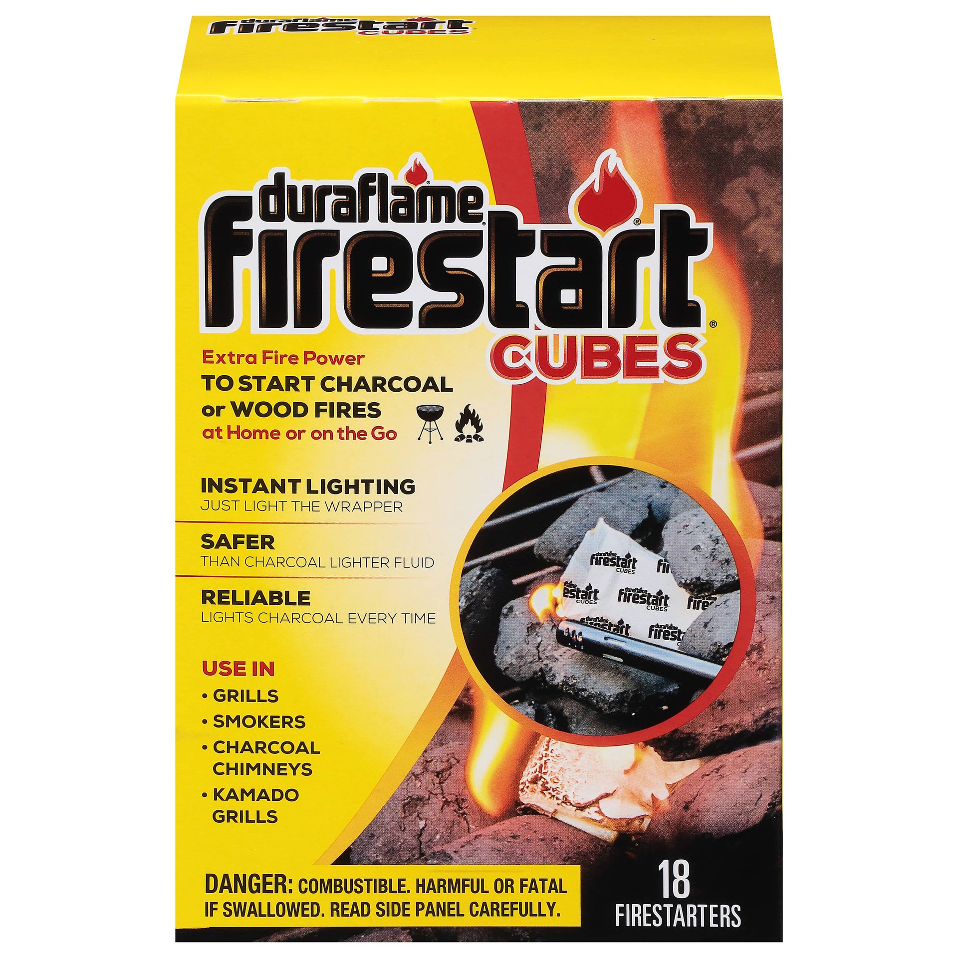 A box of duraflame firestart cubes contains 18 fire cubes charcoal fire starter, fire pit firestarter