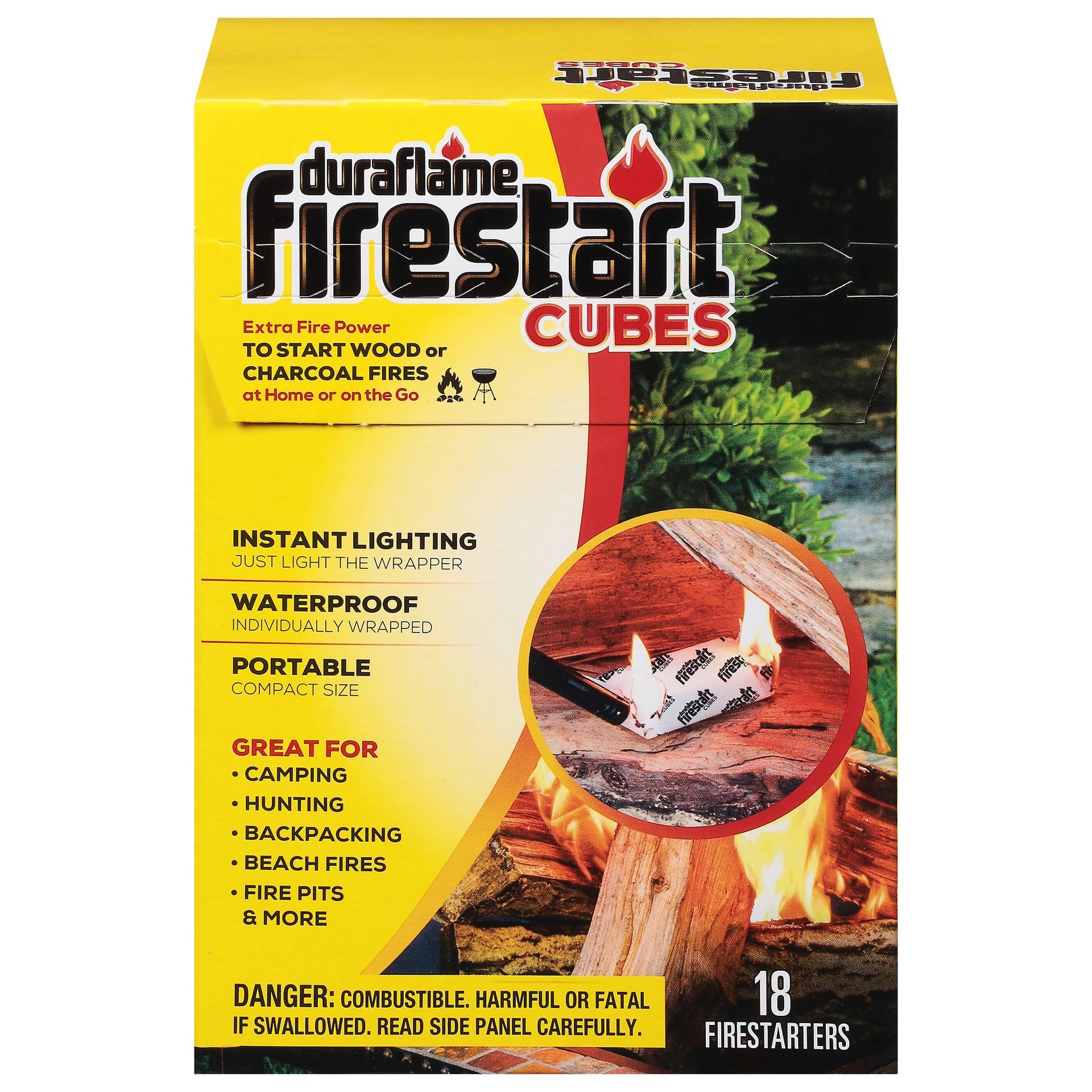 A box of duraflame fire starter cubes  wood fire cube starter & charcoal starter for camping and barbecues, best fire starters for camping, best fire cubes for charcoal, fire starter near me