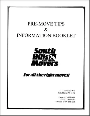 Booklet cover for South Hills Movers: