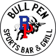 The logo for bull pen sports bar and grill