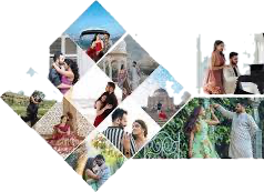A collage of pictures of a man and a woman.
