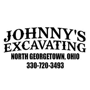 Logo for Johnny's Excavating, North Georgetown, Ohio. Includes phone number and curved text design.