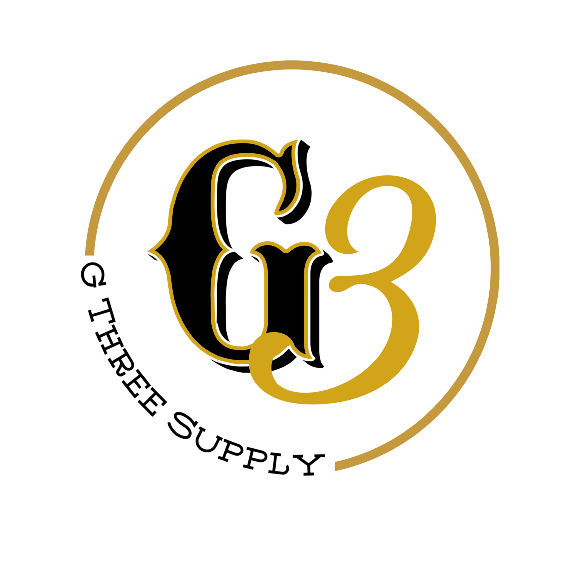 Logo for G Three Supply: black and gold