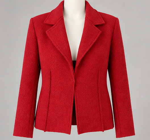 Rood getailleerd colbert op een witte achtergrond