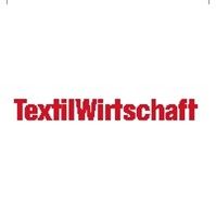 Het logo voor textilwirtschaft is rood op een witte achtergrond.