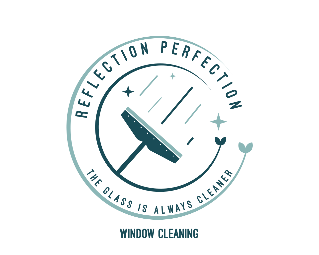 A logo for reflection perfection the glass is always cleaner