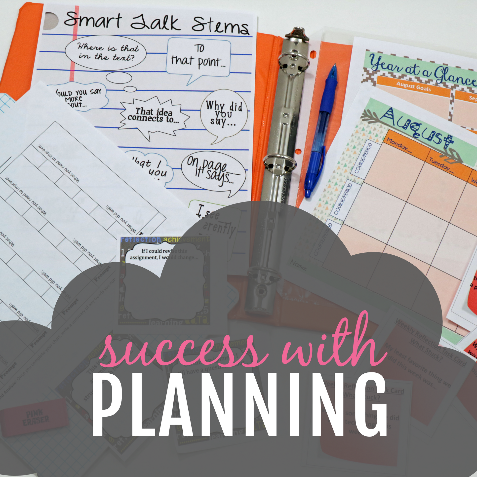 A poster that says success with planning on it
