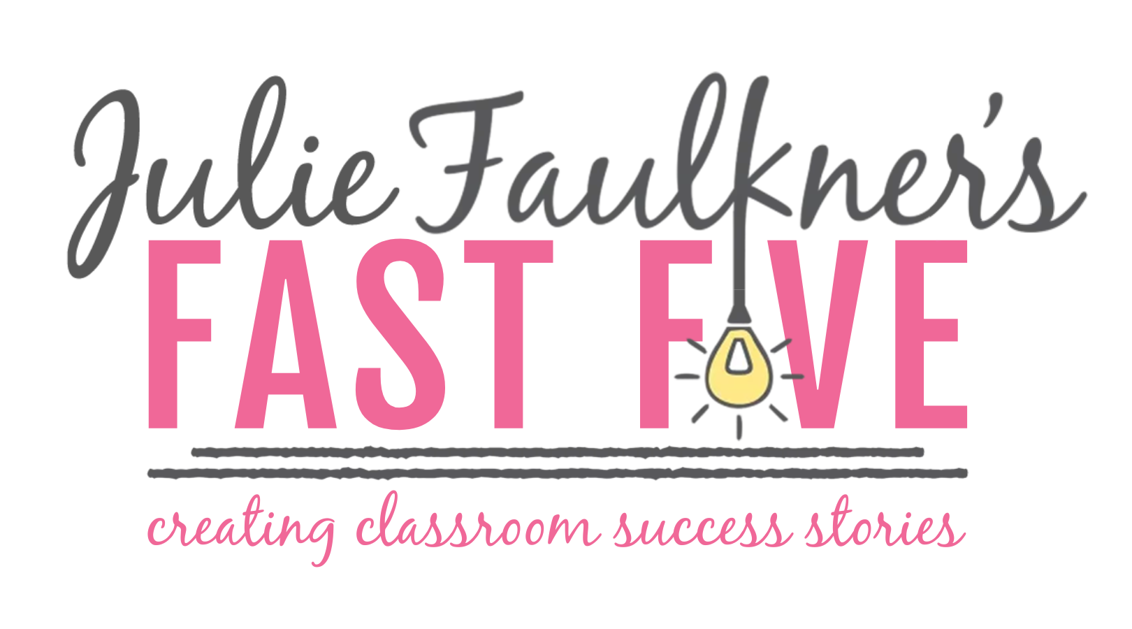 A logo for julie faulkner 's fast five creating classroom success stories