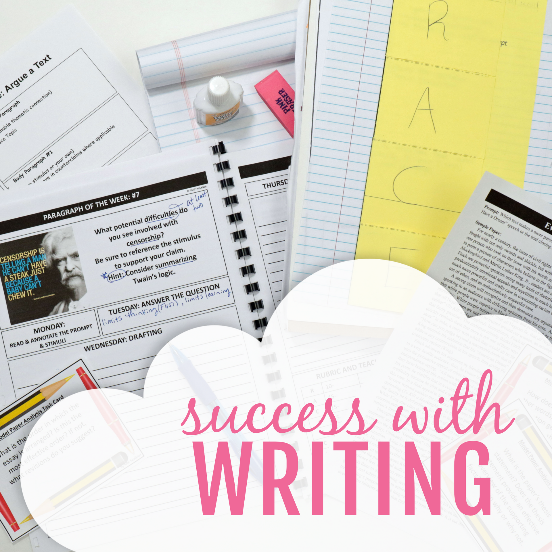 A poster that says success with writing on it