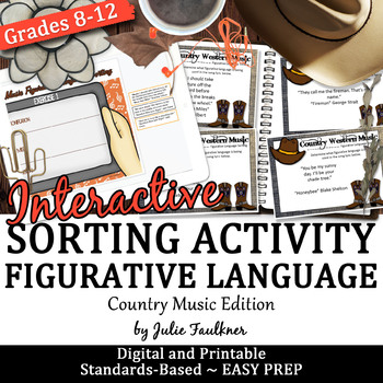 Interactive sorting activity figurative language country music edition by julie faulkner