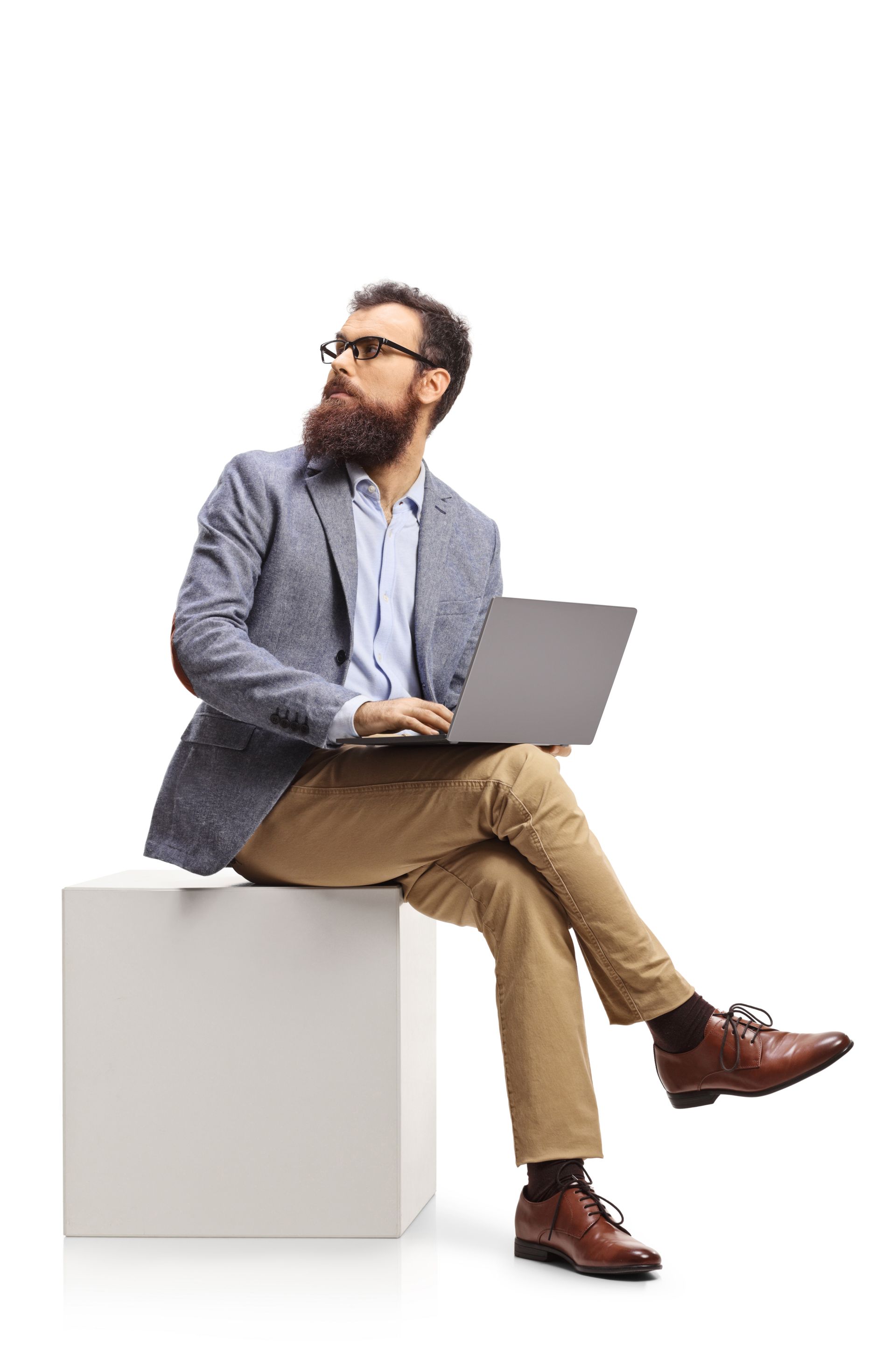 Business man holding a laptop
