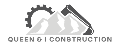 A black and white logo for queen & i construction