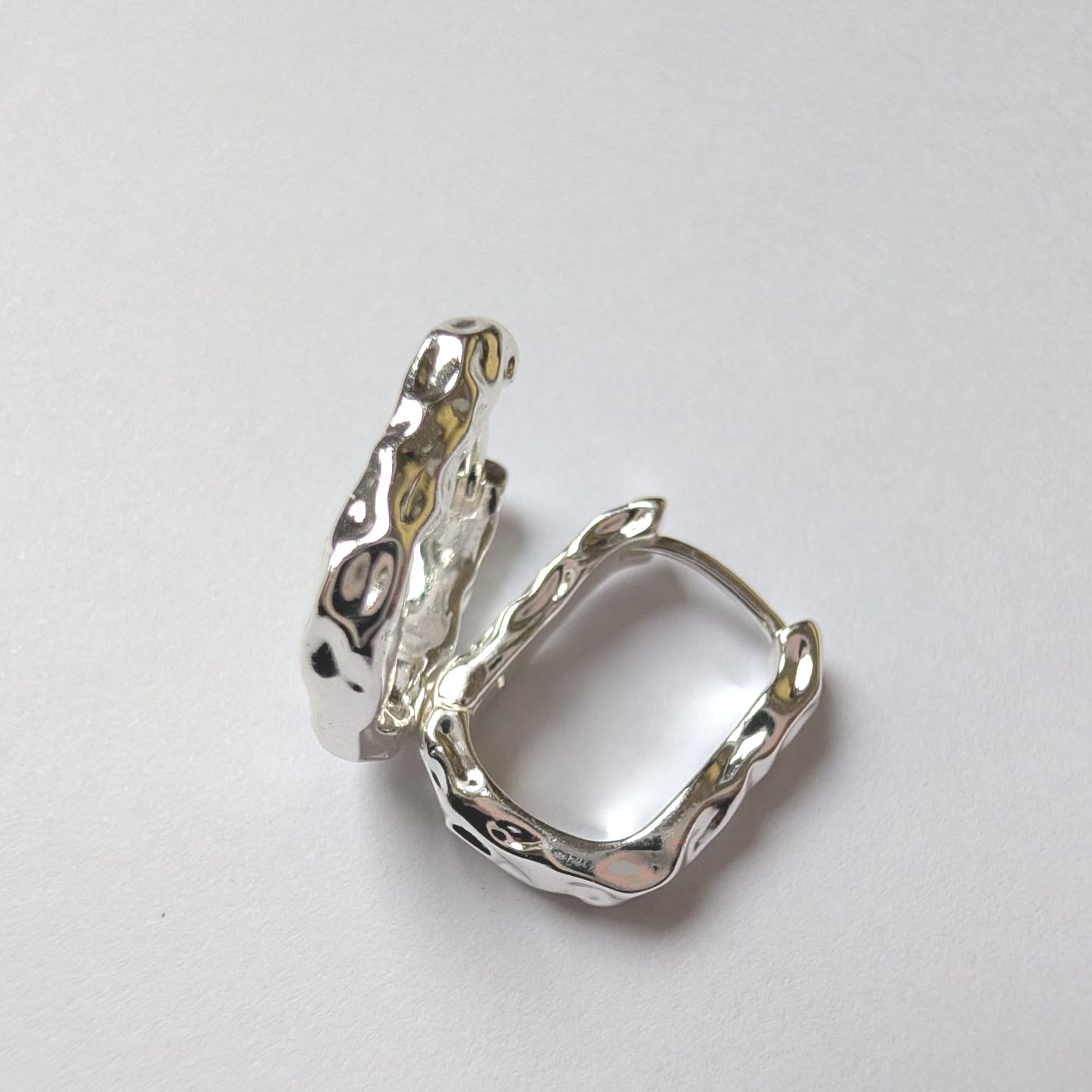Silver Wave Hoops