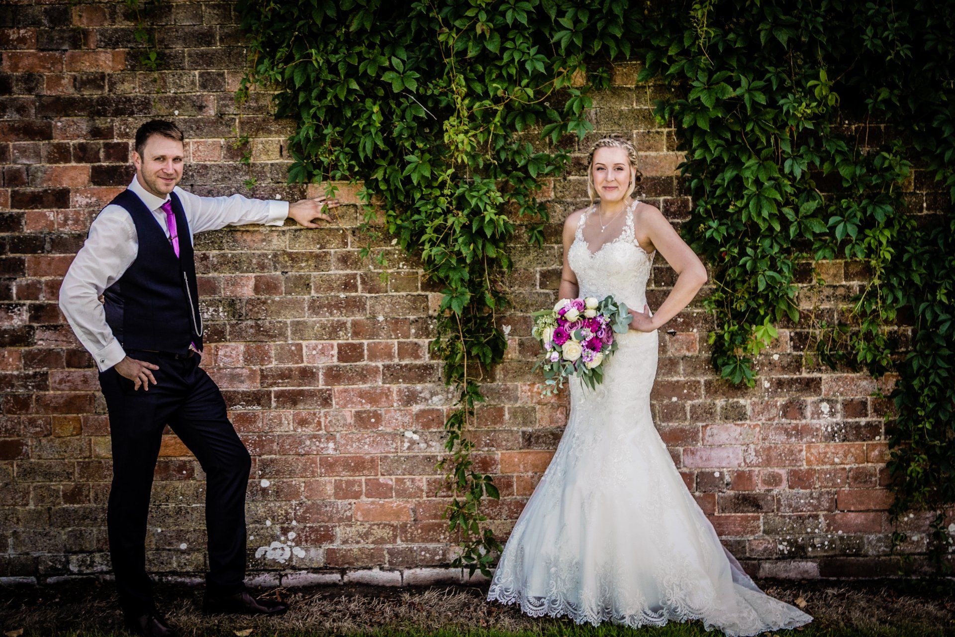 bride and groom wall