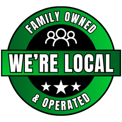 Green and black circular badge: 