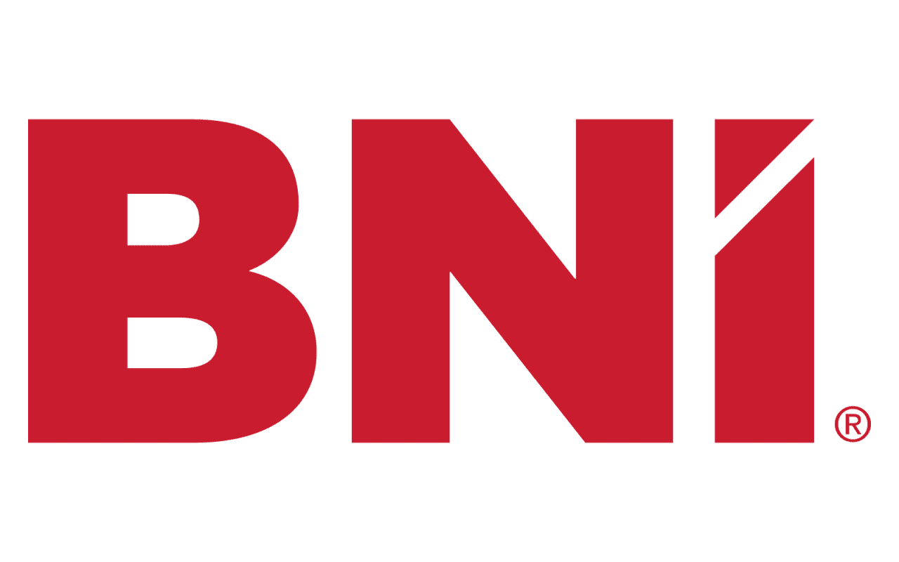 BNI logo in bold red letters on a white background