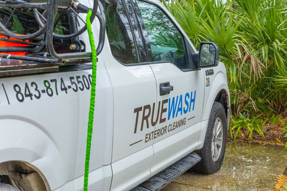 TrueWash Exterior Cleaning truck at the Sullivan's Island job