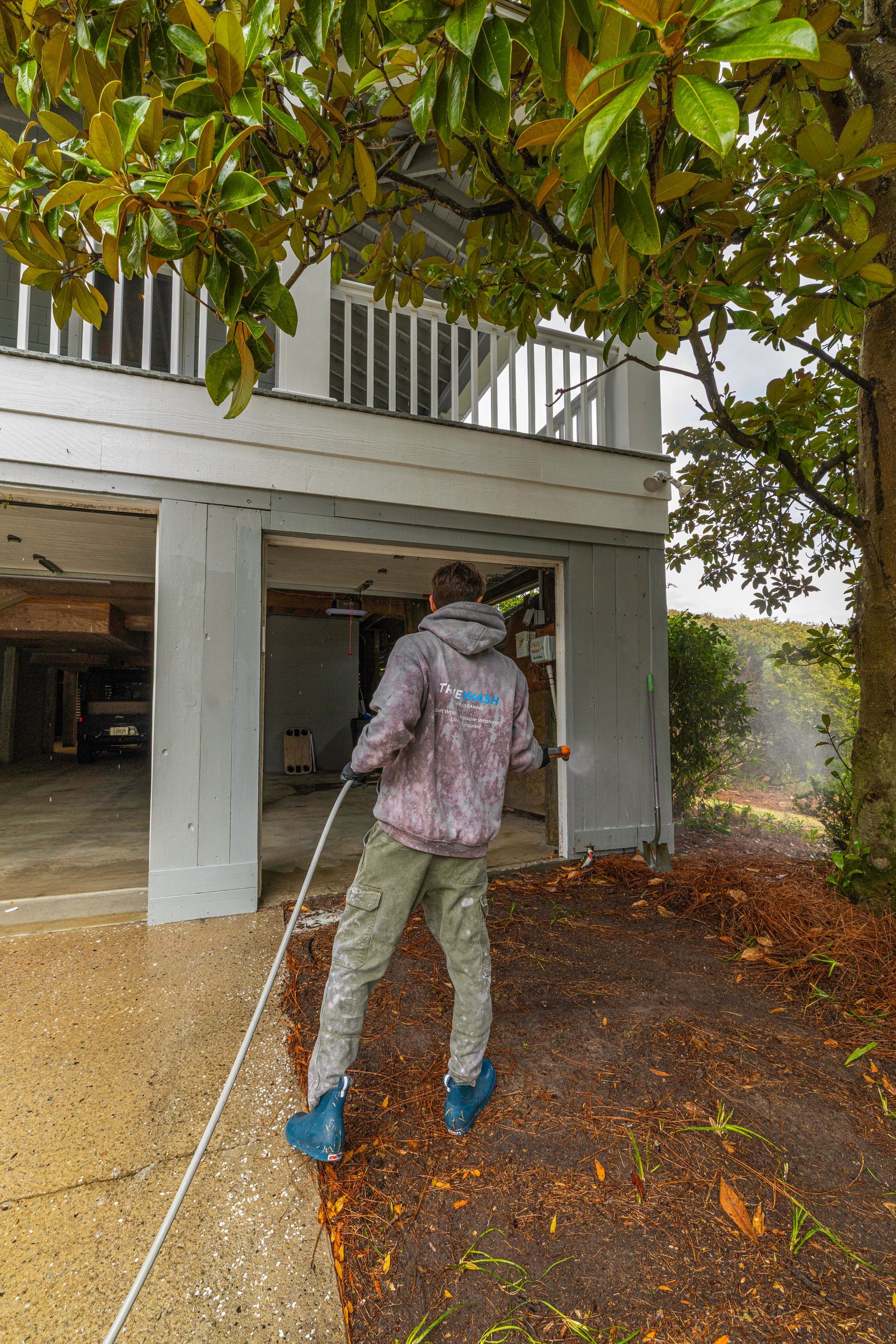 Soft washing a Charleston home and garage