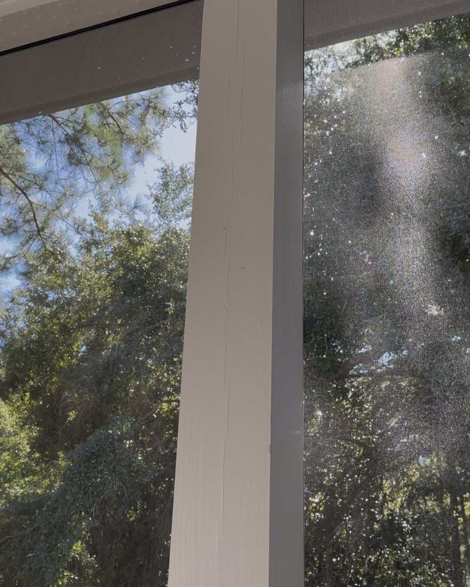 White porch column and trim after a TrueWash soft wash